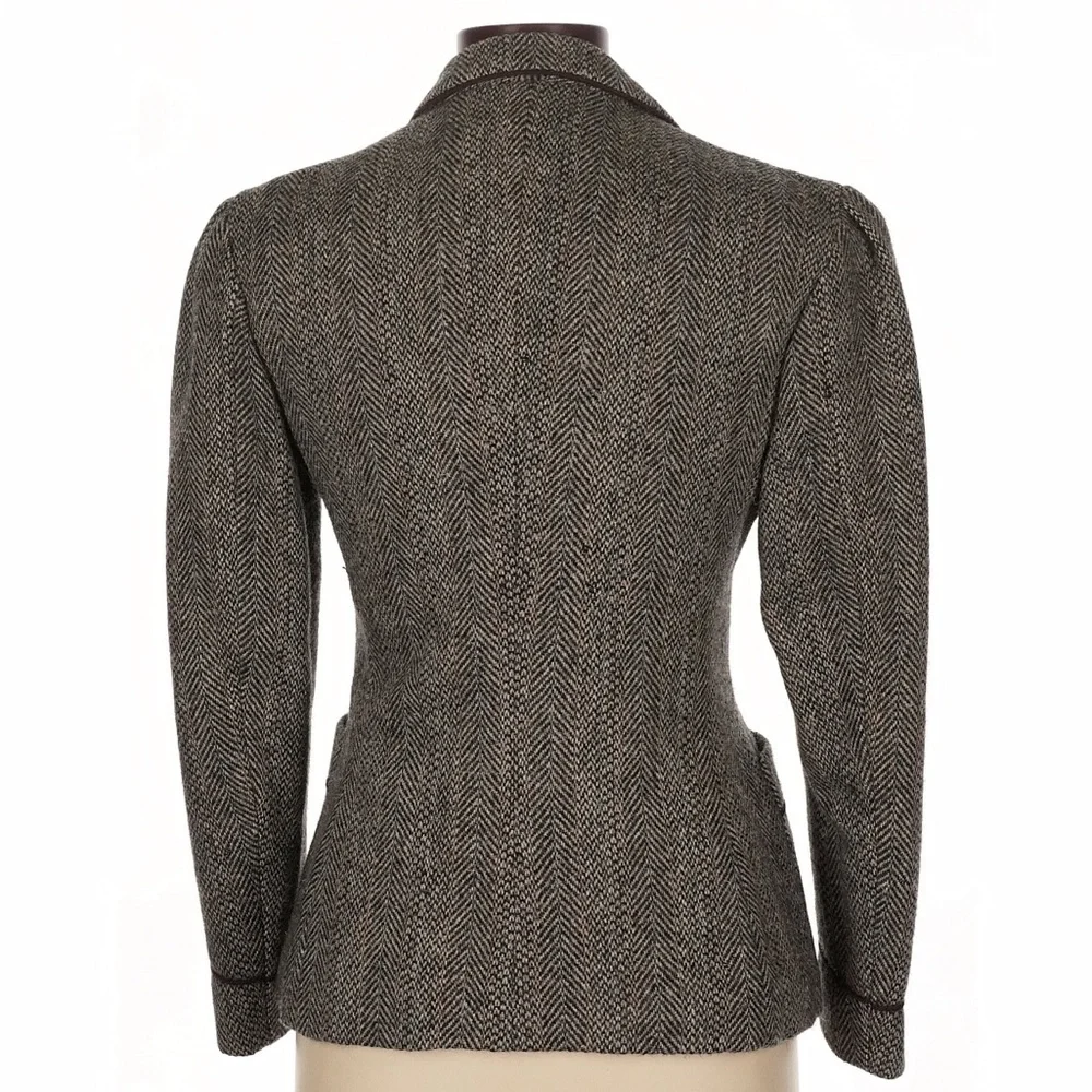 Vintage 70s 80s Ralph Lauren Wool Herringbone Blazer Equestrian Jacket Runway M - Picture 6 of 16